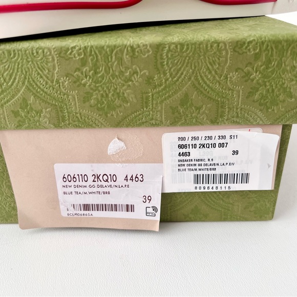 GUCCI | 1977 Tennis Denim GG Monogram Web Stripe Sneakers EU 39 US 9 New - Picture 9 of 9